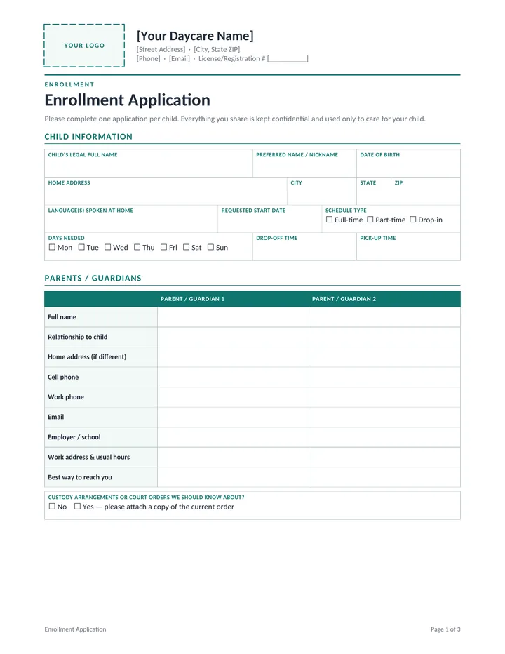 Enrollment Application